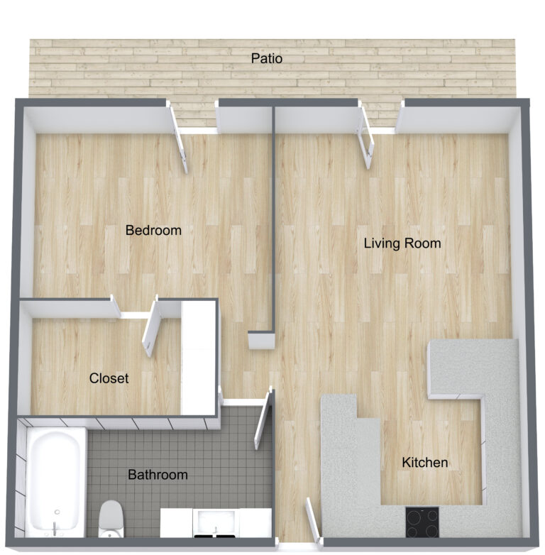 FQ - The Bourbon Street - Level 1 - 3D Floor Plan